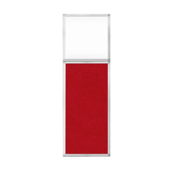 Hush Panel Configurable Cubicle Partition 2' x 6' W/ Window Red Fabric Clear Window